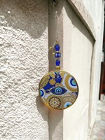 DAFNI EVIL EYE 13 CM Décoration Murale Traditionnelle Magnétique en Verre Gaufré Fait Main, Cadeau Promotionnel Nouveauté pour le Nouvel An Chinois