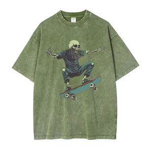 T-shirt personnalisé délavé à l'acide pour hommes T-shirt vintage surdimensionné imprimé 100% coton T-shirt délavé à l'acide unisexe d'été - Product Image 2