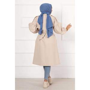 Gabardina Impermeable Manga Globo con Cinturón Extraíble Beige - Product Image 2