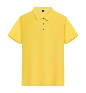 เสื้อยืดโปโลผ้านุ่มสบายดีไซน์เฉพาะสำหรับผู้ชายผ้าคอตตอนสีเหลือง100% - Product Image 3