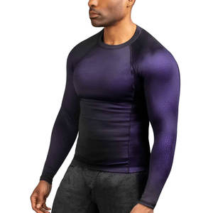 Courir Compression Sportswear Slim Fit Fitness Gym Chemises/Manches Longues O Cou Coton Polyester Compression Chemises Pour Hommes - Product Image 1