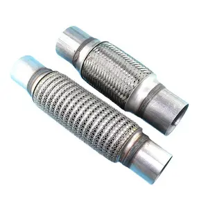 Muffler Corrugation Connector Exhaust Flexible Pipe Muffler with Inner Braid for Auto Repair with Nipple