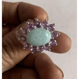 แหวนเงินแท้ 925 สำหรับผู้หญิงจาก Shah Gems ประดับด้วยควอตซ์รูไทล์สีดำธรรมชาติและมูนสโตนสีรุ้ง เหมาะสำหรับเป็นของขวัญ - Product Image 3