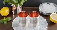 Accessoires de verres en cuivre de conception classique cuivre avec acier en relief fini menthe Julep tasse accessoires de verres en cuivre