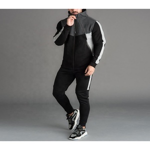 Alta calidad Venta caliente de moda personalizada Hombres Joggers Conjunto de dos piezas de bloque de color Chaqueta con capucha para hombres Chándal - Product Image 1