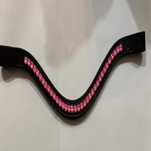 สายรัดสำหรับอานขี่ม้าที่ได้รับความนิยมสูงสุดสายหนังแท้ออกแบบด้วยคริสตัลทรงกลมสีชมพูสุดหรูโซ่ระยิบระยับ - Product Image 2