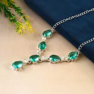 Collier chaîne en argent sterling 925 pour femme Tourmaline verte naturelle Bijoux minimalistes faits à la main pour chrétien d'octobre - Product Image 1