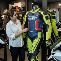Nouveau design Combinaison de moto de course en cuir véritable Veste et pantalon en cuir de moto Ensemble une pièce Combinaison de course de moto
