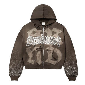 Ensemble de survêtement homme 2 pièces évasé imprimé délavé à l'acide, design personnalisé, 400 GSM, haute qualité, style streetwear, vente en gros - Product Image 4