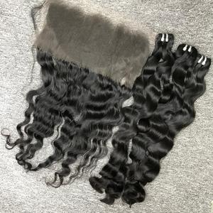 100% cabello humano virgen ondulado Hd encaje 13x6 Frontal con mechones onda Natural 13x4 extensiones de encaje conjunto completo máquina doble trama - Product Image 4