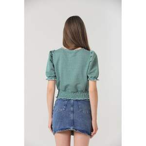 Chemisier à carreaux Topshow pour femme avec ceinture émeraude – Vente en gros de chemisiers et de chemises - Product Image 3