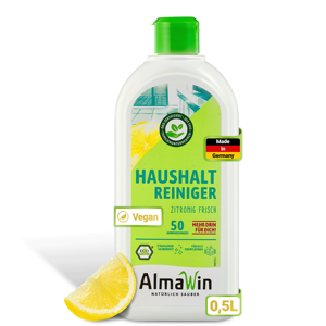 Nettoyant tout usage écologique et efficace AlmaWin 500ml, parfum citron, concentré végétalien, détergent biologique - Product Image 1