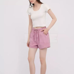 Breathable Custom Made High Quality 100% Cotton Women's Shorts <b>Elastic</b> Waist New Arrival Collection From Pakistan - Product Image 5