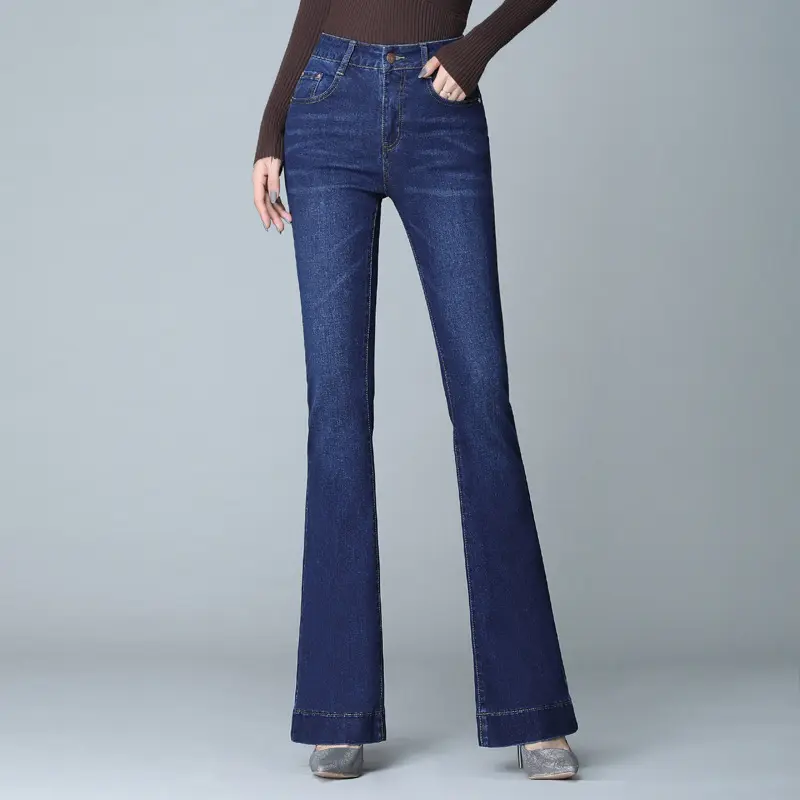 Custom European Fashion Female Denim Pants 3 Color Women High Waist Skinny Jeans