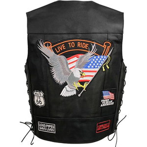 เสื้อกั๊กสำหรับนักขี่มอเตอร์ไซค์หนังแท้สำหรับผู้ชายเสื้อกั๊กหนังคลาสสิกปักลายตามสั่ง - Product Image 6