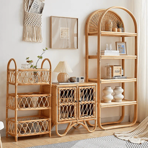 Handcrafted Rattan 3-Tier <b>Storage</b> Stand - Natural Floor Rack for Kitchen, Bedroom, and Office <b>Storage</b> - Product Image 2