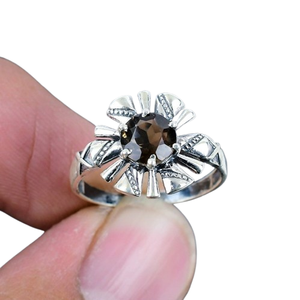 Boho Style 925 Sterling Silver Smoky Topaze Gemstone Ring Jewelry Bague en argent faite à la main Bijoux pour femmes Cadeau de mariage pour elle - Product Image 1
