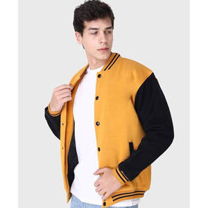 Chaqueta Varsity con Cuello de Béisbol de Alta Calidad al por Mayor de Fábrica, Chaqueta de Diseñador de Moda con Letras Gráficas y Ribete a Rayas para Hombre - Product Image 3