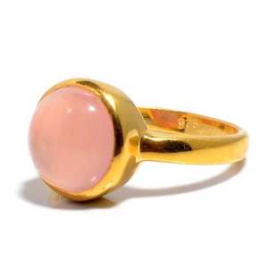 Recién llegado, calcedonia rosa, Plata de Ley 925, piedras preciosas, anillos de oro, anillo de plata chapado en oro - Product Image 2