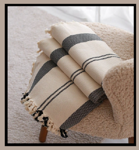 Couvre-lit en coton naturel tissé brochet 100x240 cm 95x260 pouces à motif de croix noir blanc 103 pour cent - Product Image 2