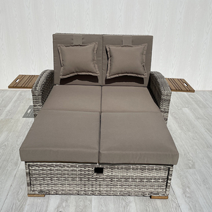 Chaise longue moderne en rotin et acier, résistante aux intempéries, avec coussin en polyester et bois d'acacia inclinable, pour mobilier de jardin – Direct Usine Vietnam - Product Image 6