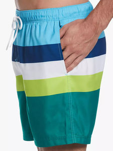 High Customized 100% Polyester Summer <b>Men</b> Swim <b>Shorts</b> Striped Pattern Waterproof <b>Red</b> Color Beachwear wholesale rate OEM - Product Image 3