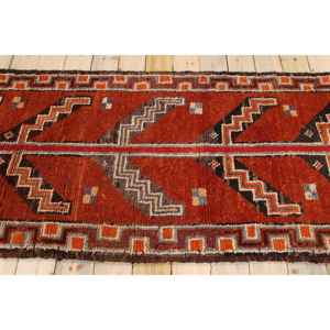 Tapis vintage 3,1 x 10,2 pieds, tapis turc, tapis en laine rouge ombré - Product Image 2