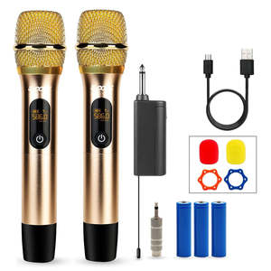 5Core <b>Wireless</b> <b>Microphone</b> Pair UHF Handheld Microfonos Inalambricos Cordless Mic GOLD - Product Image 1