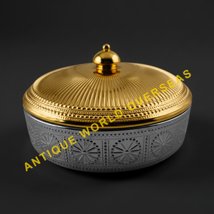 Marmite chauffante de luxe en acier inoxydable avec intérieur antiadhésif, motif soleil doré en relief, isolée et durable, pour service de table haut de gamme - Product Image 6