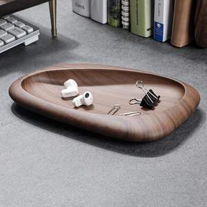 Plateau de service de rangement multifonctionnel en bois couleur noyer 8.6L X5.7W pouces décor à la maison - Product Image 1