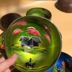 ชุดชามกะลามะพร้าวทำจากหวายแบบธรรมชาติที่ยั่งยืนทำด้วยมือวัสดุหวายจากเวียดนามสำหรับเสิร์ฟสลัดดอกไม้ - Product Image 2