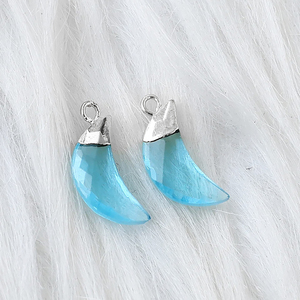 Collier à faire soi-même unisexe en argent sterling 925 breloque pierre précieuse croissant à facettes or vermeil topaze bleue galvanisée style romantique - Product Image 1