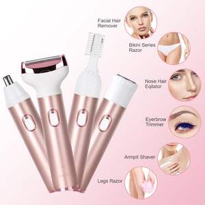 Depiladora Eléctrica 4 en 1 para Mujer, Depiladora USB sin Dolor con Doble Cuchilla para Bikini, Axilas, Piernas, Brazos y Rostro - Product Image 1