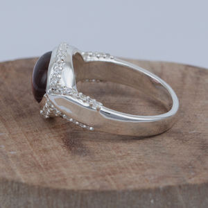 แหวนเงิน925คลาสสิกหรูหราสีชมพูสวยงามประดับด้วยพลอยทัวร์มาลีนฝังแหวนชั้นดี - Product Image 2