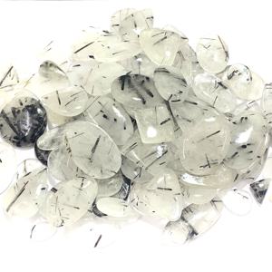 AAA Grado Alto IGI Certificado Natural Negro Rutilo Cuarzo Cabujón Pulido Suelto Piedra Preciosa Colgante Collar Rutilo Joyería Lote - Product Image 6