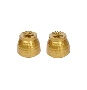 Bougeoir en métal doré martelé de qualité supérieure avec couvercle Lotus Bougeoir décoratif pour la maison pour anniversaire et Noël - Product Image 1