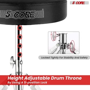 5Core Drum Throne Adjustable Guitar <b>Stool</b> Padded <b>Seat</b> + Drum Practice Pad Snare Drumming Stand - Product Image 4