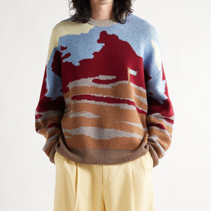 Pulls en maille pour hommes de haute qualité, logo de mode personnalisé, coton et mohair, ample, surdimensionné, jacquard - Product Image 6