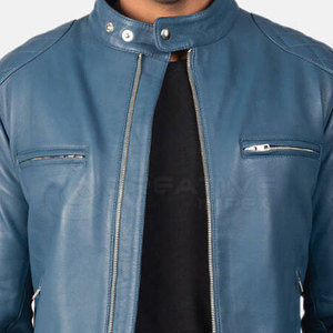 Men's Premium Stylish Real Leather <b>Jacket</b> Stand Collar Outerwear for Casual and Formal Wear - Product Image 5
