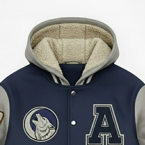 Blouson universitaire d'hiver pour homme, style streetwear, avec patch brodé en chenille personnalisé, style urbain, logo avant éco-responsable - Product Image 4