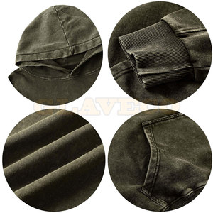 Sweat à capuche d'hiver décontracté pour hommes qualité basique délavé à l'acide avec couleur unie et col à capuche avec logo personnalisé - Product Image 5