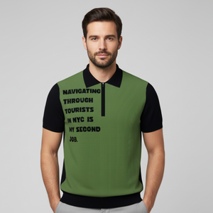 Camiseta de punto de cachemira de alta calidad para hombre MIDTOWN BYMANYC, estilo New York, con cremallera, color sólido, talla XL, color oscuro, bordada. - Product Image 6