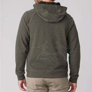 Sudadera con capucha de media cremallera Premium para hombre con manga larga de secado rápido Impresión de logotipo personalizado 100% algodón Ropa de calle con cremallera completa - Product Image 2