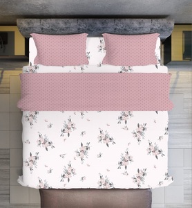 <b>Queen</b> Size Microfiber Bedding Set 1 <b>Fitted</b> <b>Sheet</b> 2 Pillow Cases Blossom Coordinate Design Fade Resistant for Hospital Hotel Use - Product Image 4