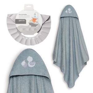 Mod Cigea Oso 1X1 MT. Juego de Toallas de Baño de Algodón Hipoalergénico con Gorro, Talla para Recién Nacido, Color Gris, para Uso Doméstico, Accesorio de Baño con Diseño de Dibujos Animados - Product Image 1