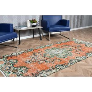 Tapis turc 3,8x8,1 pieds, tapis en laine vintage à imprimé animalier orange - Product Image 4
