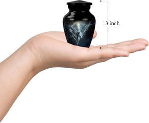 Space Time 2 Urne funéraire pour cendres Urne funéraire pour cendres de bébé Urne commémorative pour cendres humaines Funéraire Noir Taille personnalisée - Product Image 6