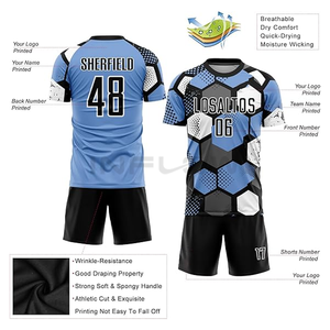 เสื้อฟุตบอล100% ผ้าโพลีเอสเตอร์เสื้อฟุตบอลสโมสรเสื้อเจอร์ซีย์ทีมแห้งเร็วพิมพ์โลโก้แบบกำหนดเอง - Product Image 3