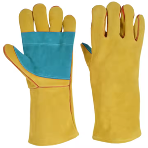 Guantes de soldadura de cuero dividido de piel de vaca reforzada Resistente al calor y chispas Protección personal resistente Precio barato Guante de soldador - Product Image 2