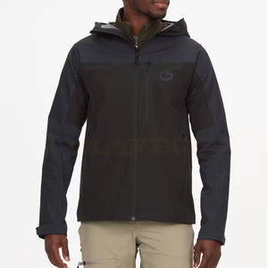 Veste Softshell d'extérieur pour hommes de Style High Street Utilisation hivernale Tissu en toile de grande taille avec col à capuche et motif de lettres - Product Image 1